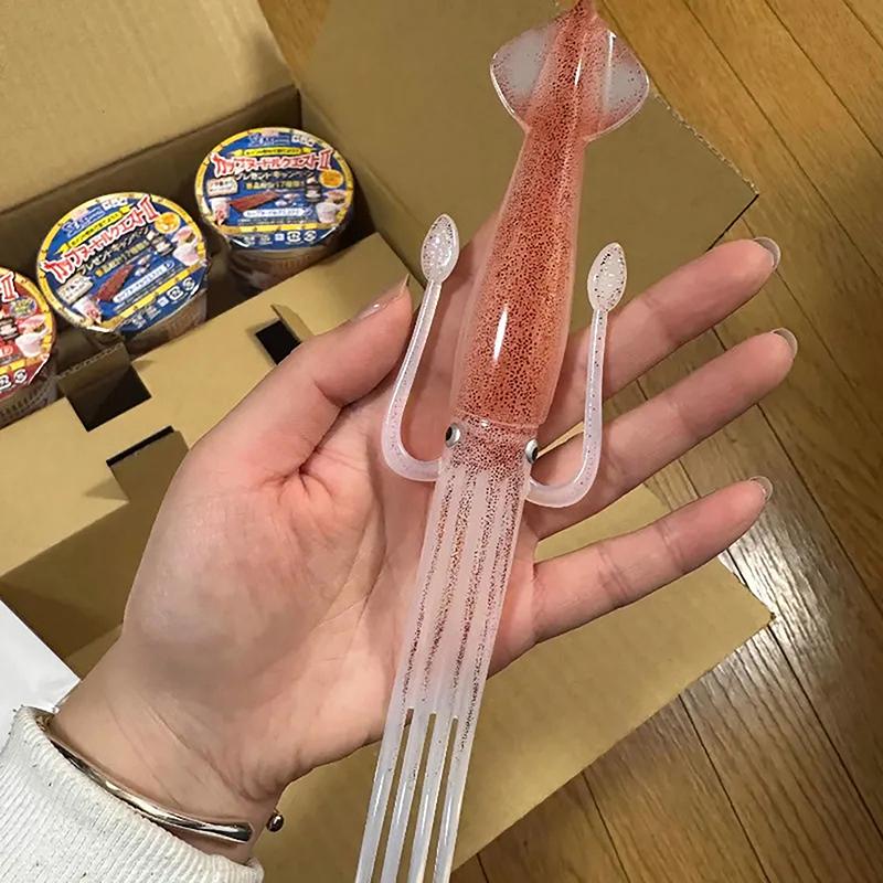 1/2 Stück Lustige Tintenfisch Sepia Gabel Obstbecher Nudelteller Gabel Instantnudelgabeln Bento-Mittagessen Gabeln Lebensmittelpicker Zahnstocher