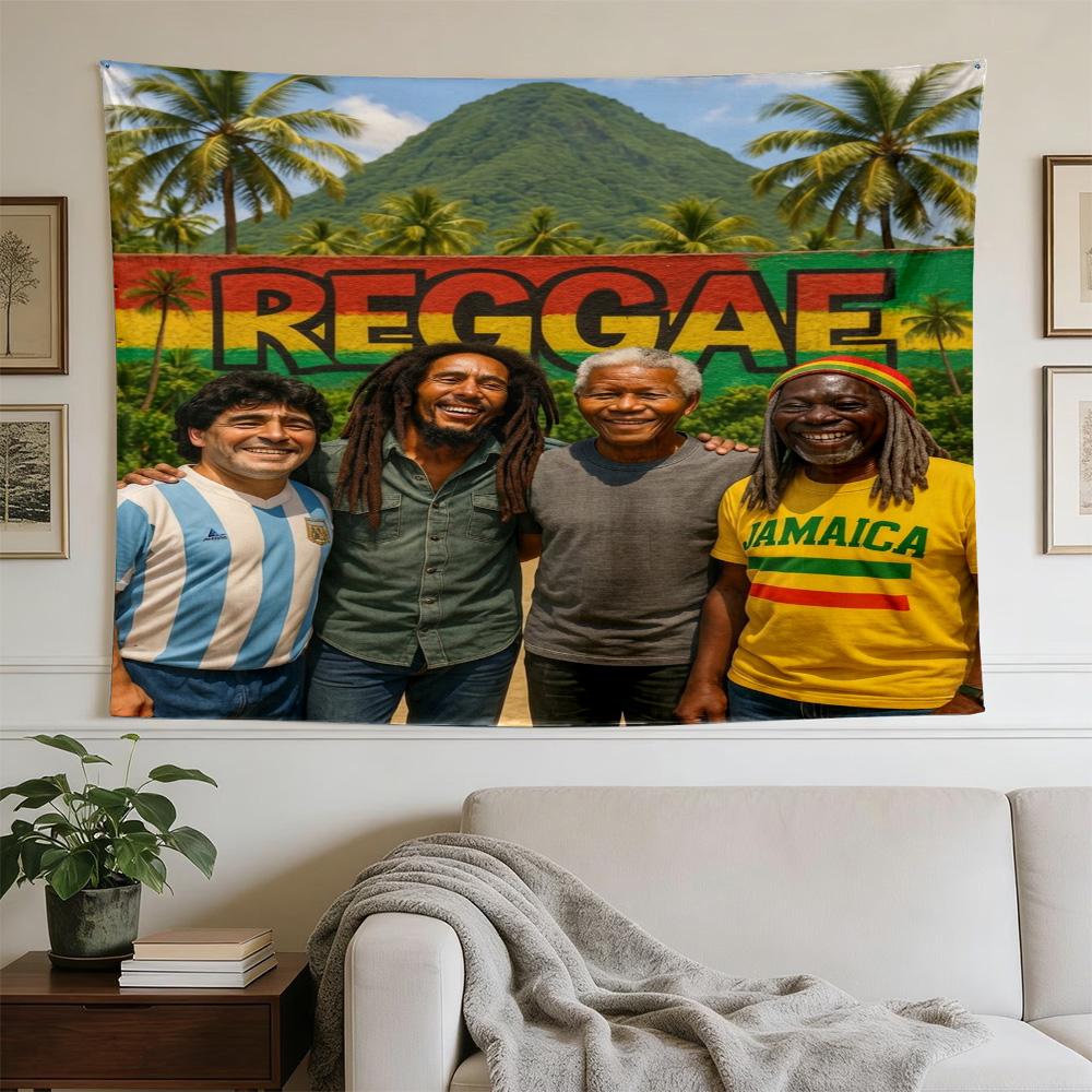 Bob Marley Jamaica Reggae Music Personalized Name Large Decorative Tapestry, Great Holiday Gifts, Photo Backdrop for Bedroom Dorm Parties