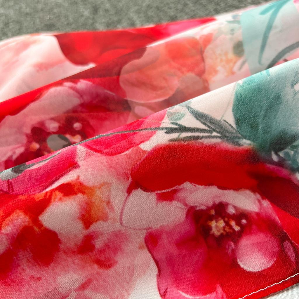 Summer Off Shoulder Gorgeous Flower Holiday Chiffon Dress Women Slash Neck Floral Print Elastic Waist Long Robes