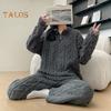 2-teiliges Winter-Pyjama-Set für Unisex, Stehkragen, einfarbig, Reißverschluss, verdicktes Korallenvlies, Homewear, Mantel, Hosen-Set, lockere Loungewear, Nachtwäsche