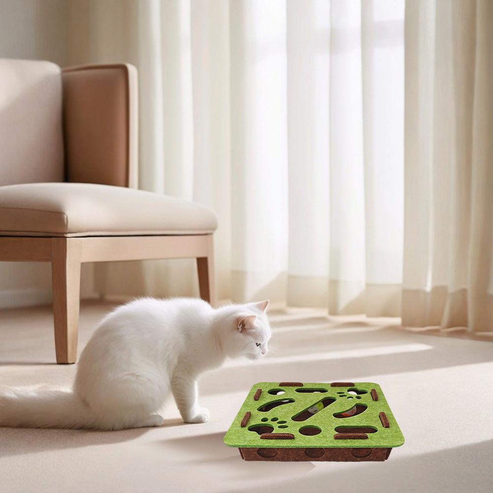 Felt Puzzle Box Cat Exercise Toy with Ball Felt Puzzle Box Indoor Cat Puzzle Box for Kittens Cats