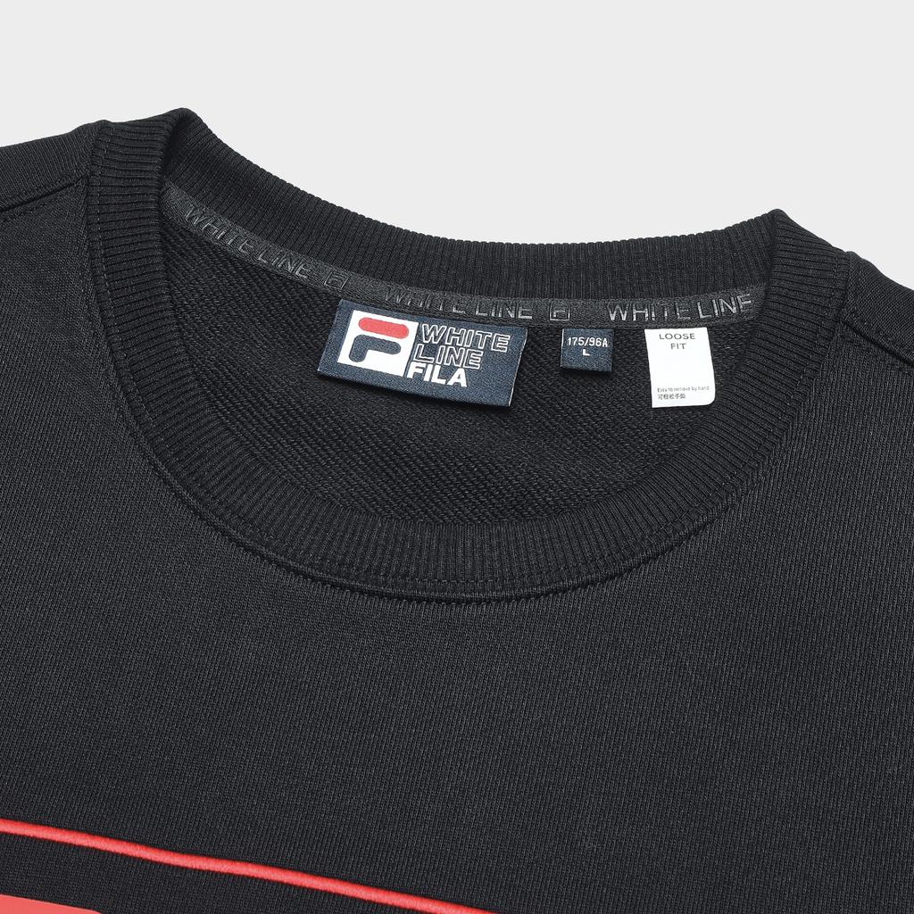 FILA Da Da Long Series Couple Pullover Sweatshirt 2024 Spring Top Letter Fit Sweatshirt Unisex Sweatshirt Black F11U419201F-BK