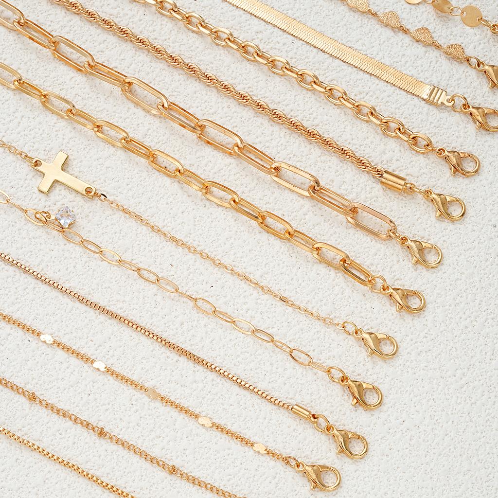 14Pcs Gold Color Bracelet Sets Boho Retro Thick Twist Cuban Chain Bracelet for Women 2026 New Trendy High Quality Jewelry Gifts