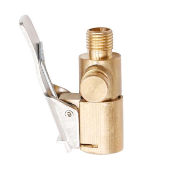 2 Stück Messing Reifenluft-Spannfutter Verriegelbares Pneumatik-Spannfutter mit Silikondichtung Schnellkupplung Reifenventilklemme für Auto-Luftpumpe Tragbarer Auslaufsicherer Adapter