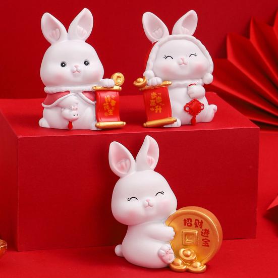 

Кролик Настольный орнамент Хурма Смола Симпатичные золотые слитки Монеты Поделки 2023 Китайский год украшения кролика