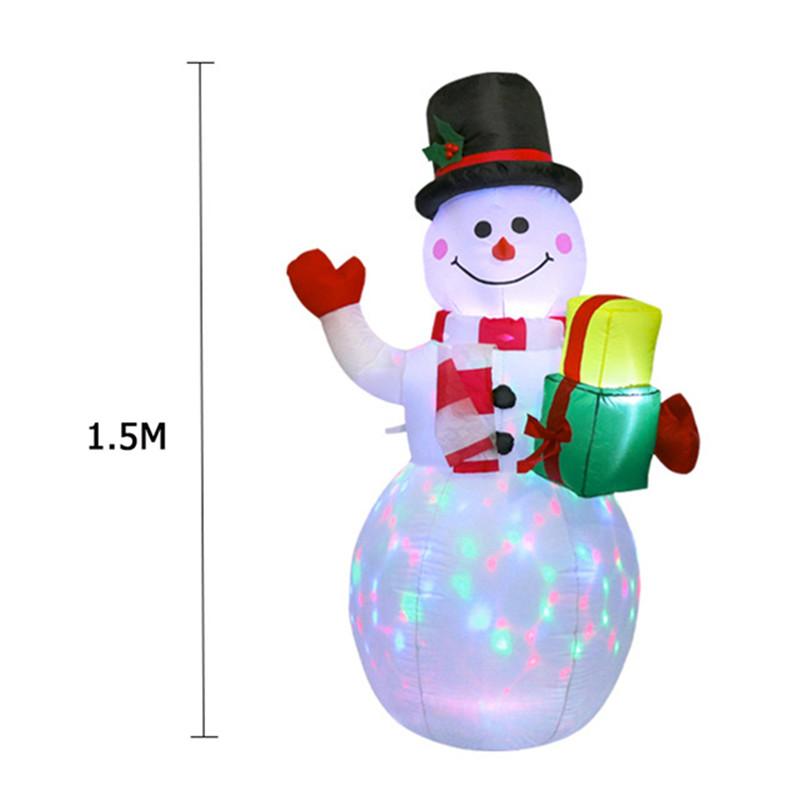 1.5m Christmas Inflatable Snowman Built-in Color Rotating LED Lights Ornament Xmas Party New Year Indoor Outdoor Courtyard Decor