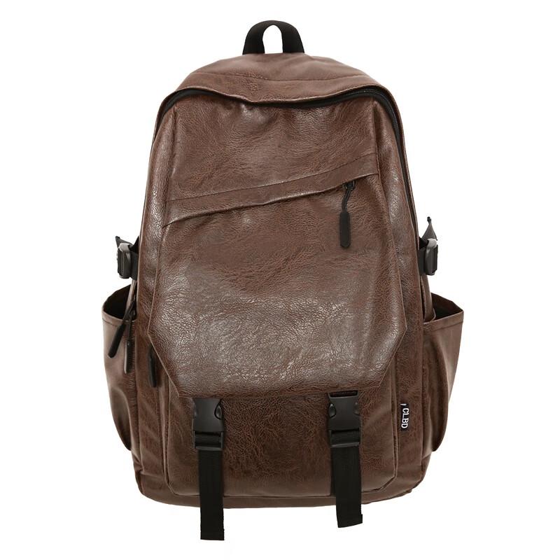 Li Shen Men s PU Leather Business Travel Backpack