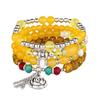 Bohemian Ethnic Layered Beaded Bracelet with Rose Flower Pendant