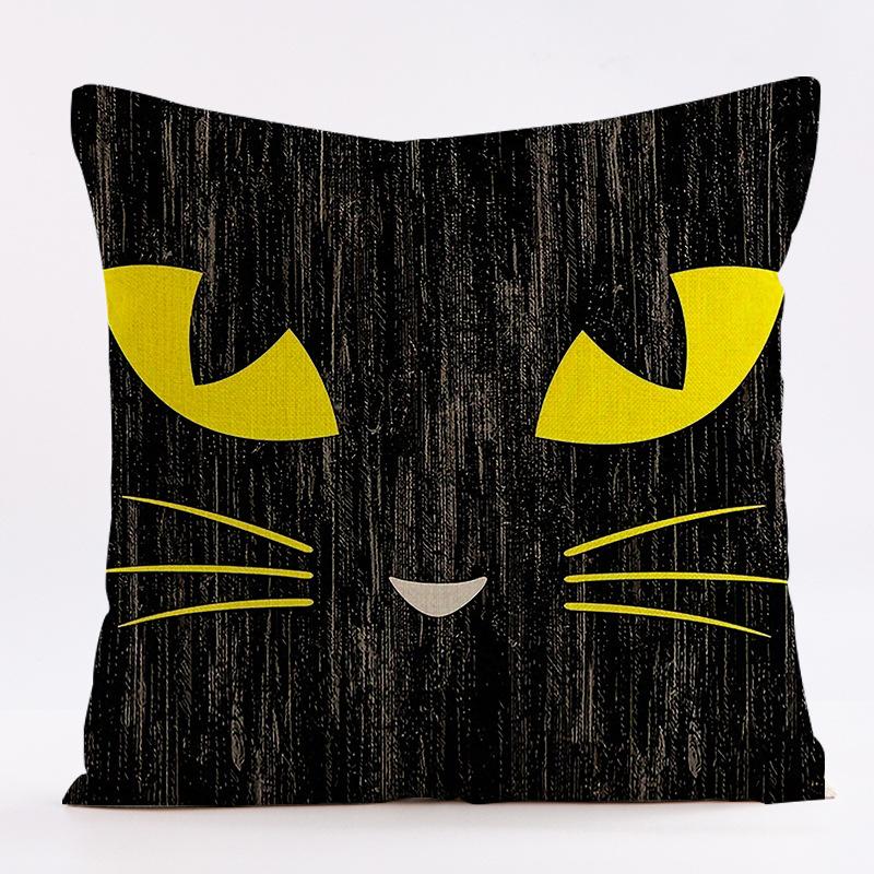 4pcs Halloween Pillow Covers 18*18Inch Linen Blend Throw Pillow Cover Pumpkin Cat Ghost Pattern Cushion Cover for Home Couch