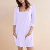 Women's Fashion Casual Solid Color Square Neck 3/4 Sleeve Short Dress