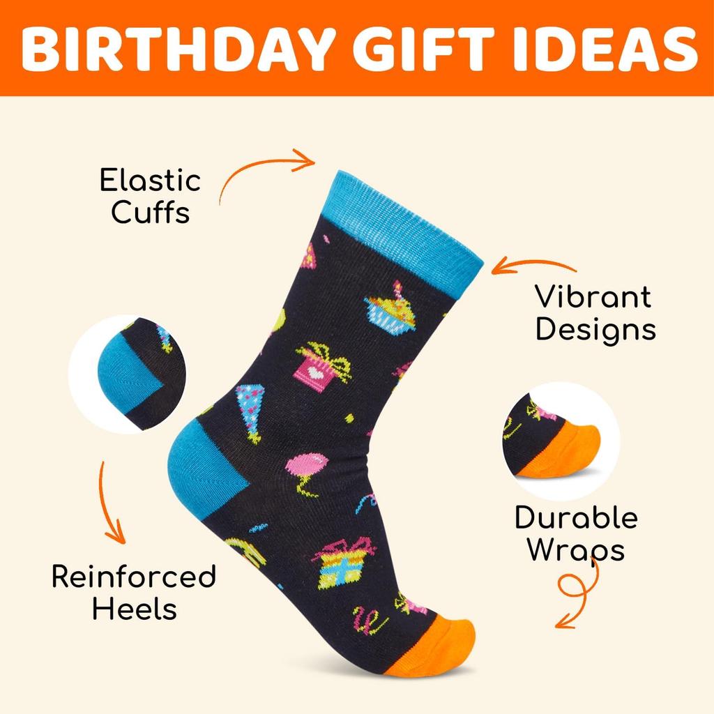 HAPPYPOP Birthday Gift Ideas for Kids - Socks for Girls Boys Age 3-12 with Greeting Card