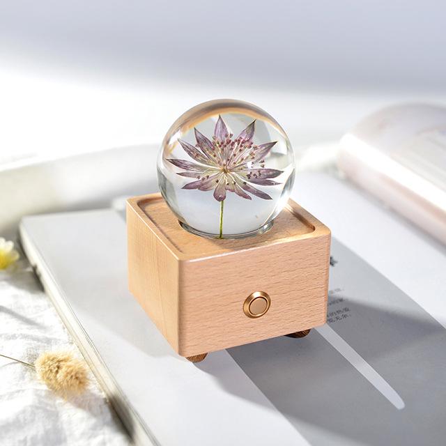 Dandelion Bluetooth Speaker Night Light: Crystal Ball with Preserved Flower - Unique Christmas/Birthday Gift