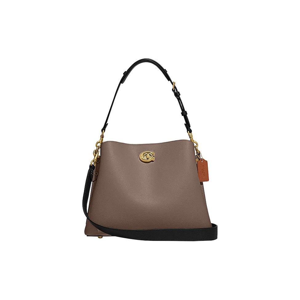 New COACH Willow Cow Split Leather Portable Crossbody Bag Shoulder Bag Women's Brown/Black C2590-B4CBD