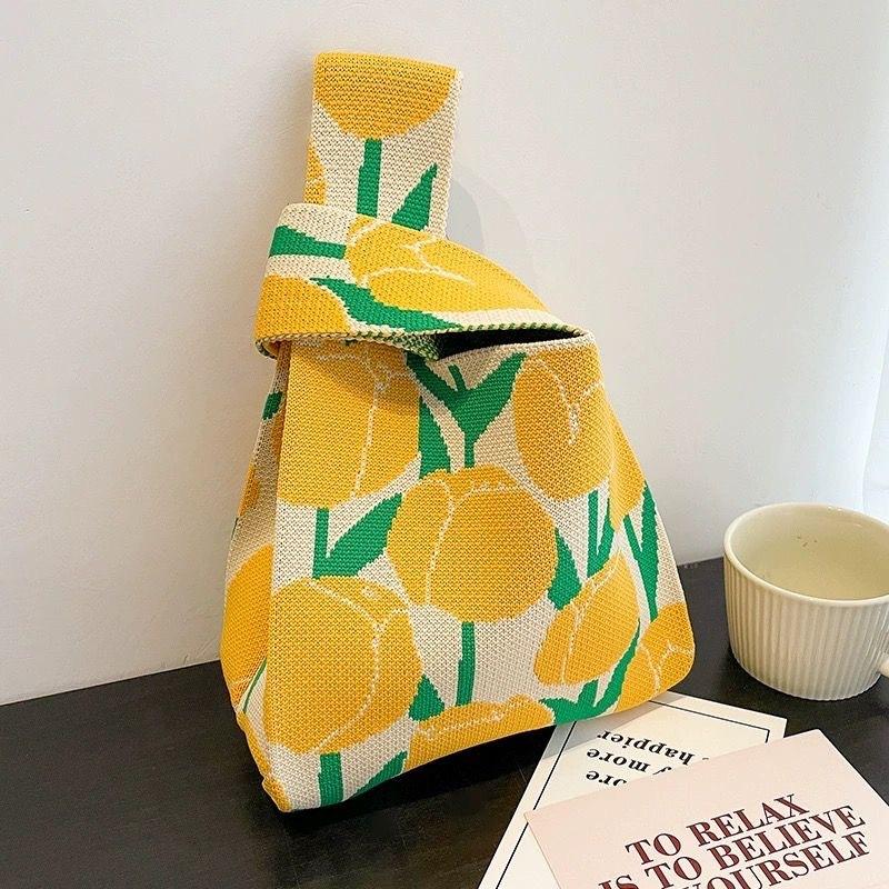 Women's Knit Tote Bag,Crochet Shoulder Bag,Small Woven Handbag,Portable Purse