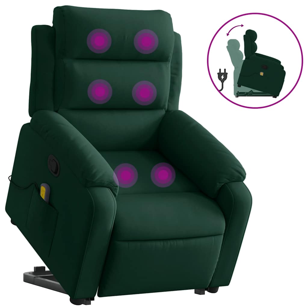 Recliner Chair with Rising Function Dark Green Velvet