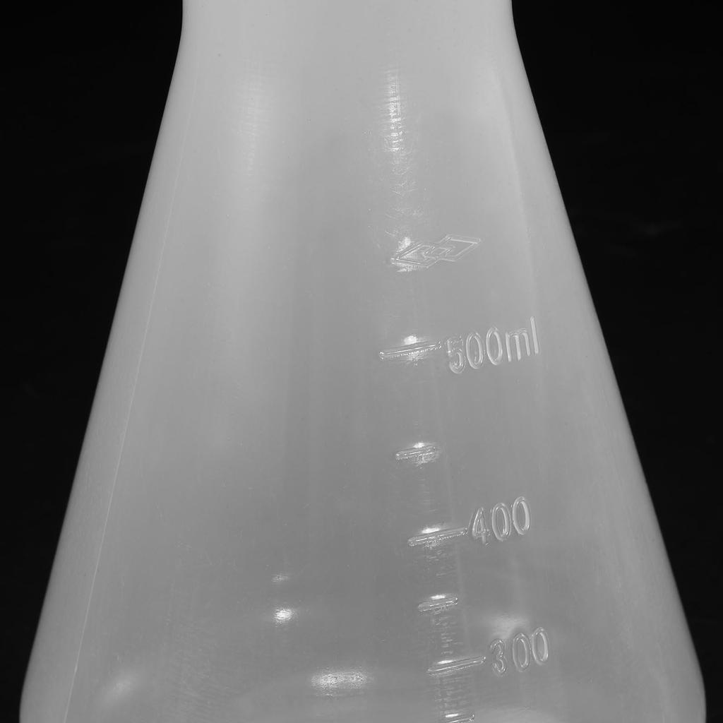 PATIKIL 500ml Plastic Erlenmeyer Flask with Screw Cap, 2-Piece Narrow-Neck Erlenmeyer Flask for Laboratory Use, Clear