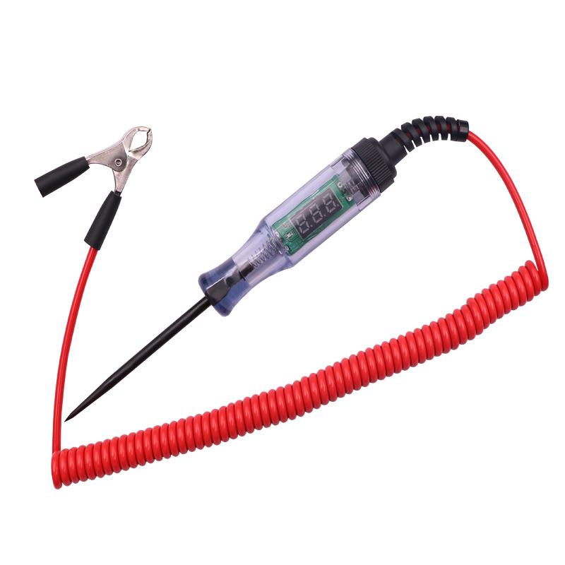 Car Truck Voltage Circuit Tester 3-70V Digital Display Long Probe Pen Light Tester Automobile Diagnostic