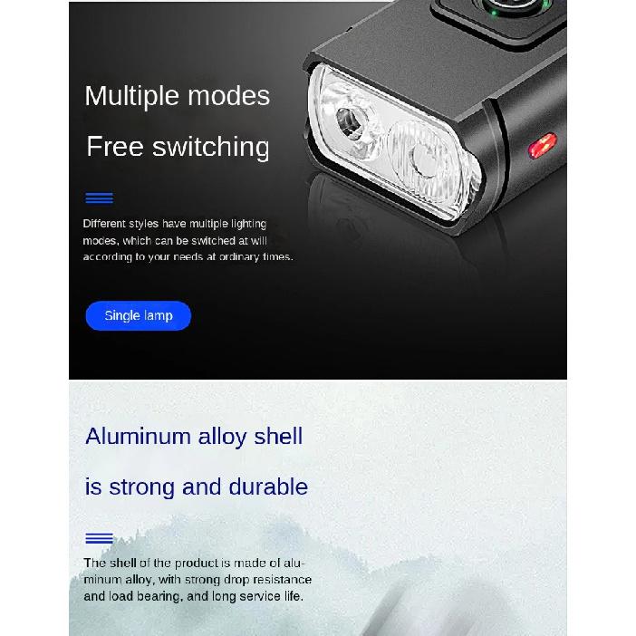 MTB Bike Front Rear Light Set Rechargeable Power Display Headlights Easy To Install Bicycle Warning Taillights for Riding Safety