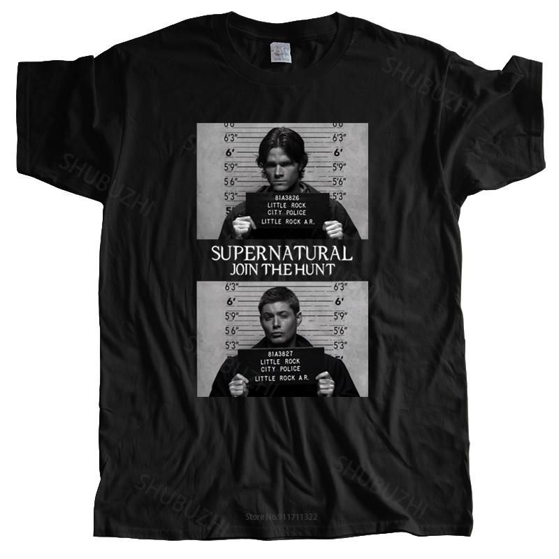 Cotton Tshirt Mens Summer Tops Supernatural Mugshot's T Shirt Supernatural Mug Mugshot Sam Dean Winchester Sam Man Brand T-shirt