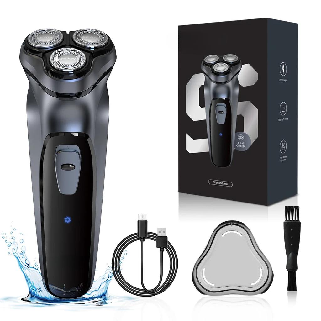 Electric Rotary Shaver Razor for Men Type-C Rechargeable Shaving Beard Machine Wet & Dry Use Hair Cutting Trimmer