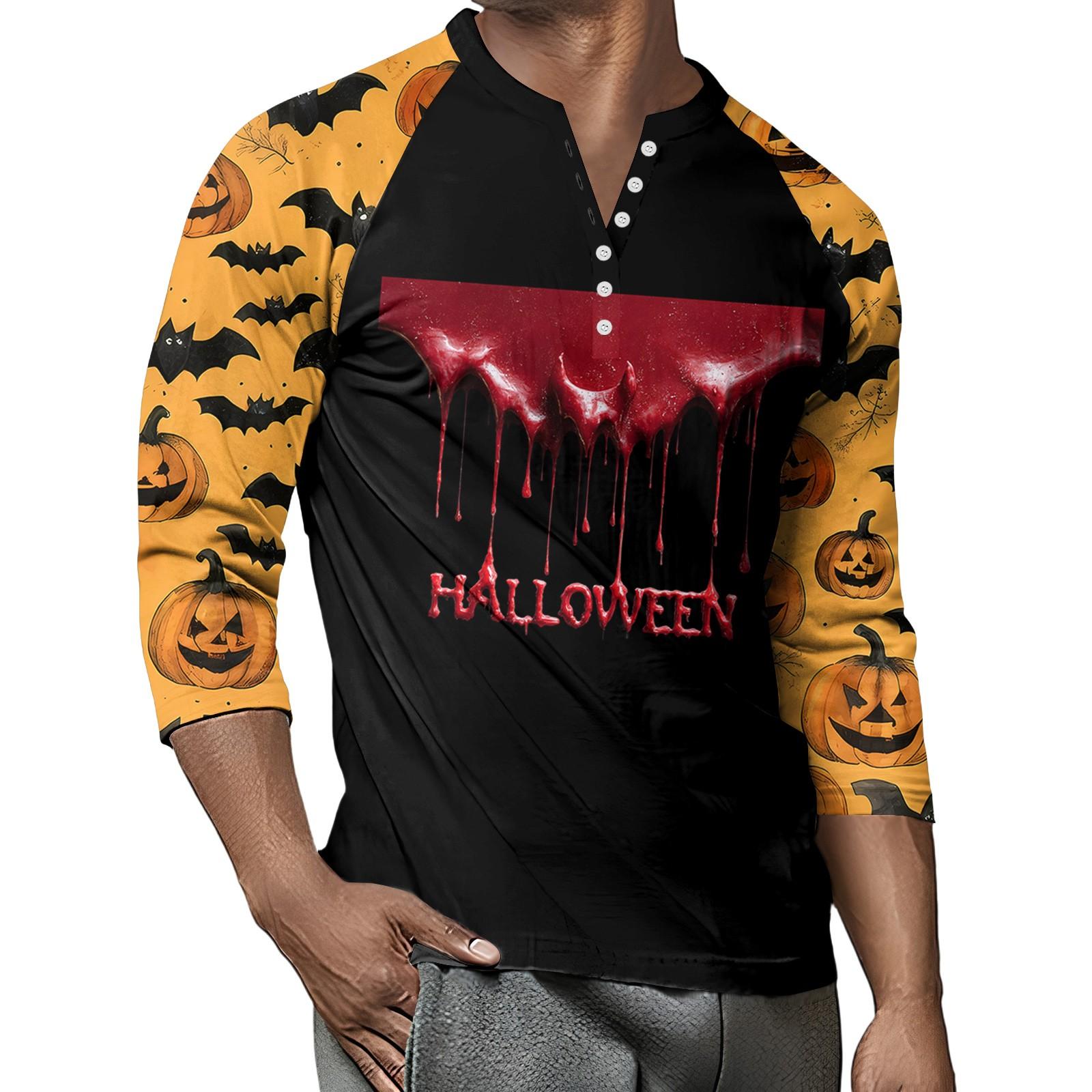 

Мужской контрастный топ реглан на пуговицах с рукавом 3/4 M