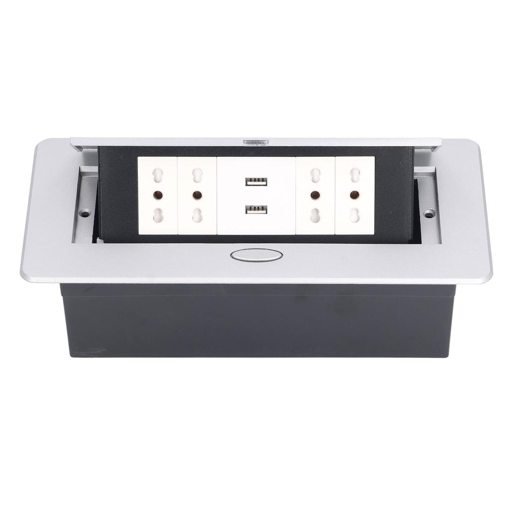 Power Socket Box 4 Switzerland Standard 3 Hole Outlets USB Ports Up Embedded Receptacle Box