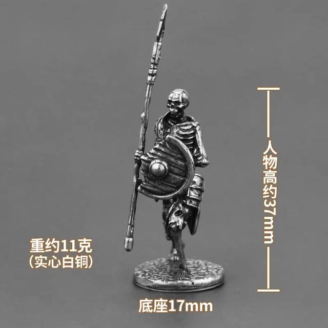 Ancient Medieval Legion Swordman Undead Skeleton Warrior Action Figures Metal Copper Model Armor Figurine Miniature Ornament Toy