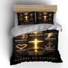Christian Bedding Set with Cross and Lion Bedding Set (1 Duvet Cover, 2 Pillowcases, Duvet Not Included)