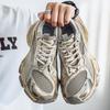 Men's contrasting color trend platform dad shoes outdoor student lace-up casual shoes four seasons fashion mesh sneakers