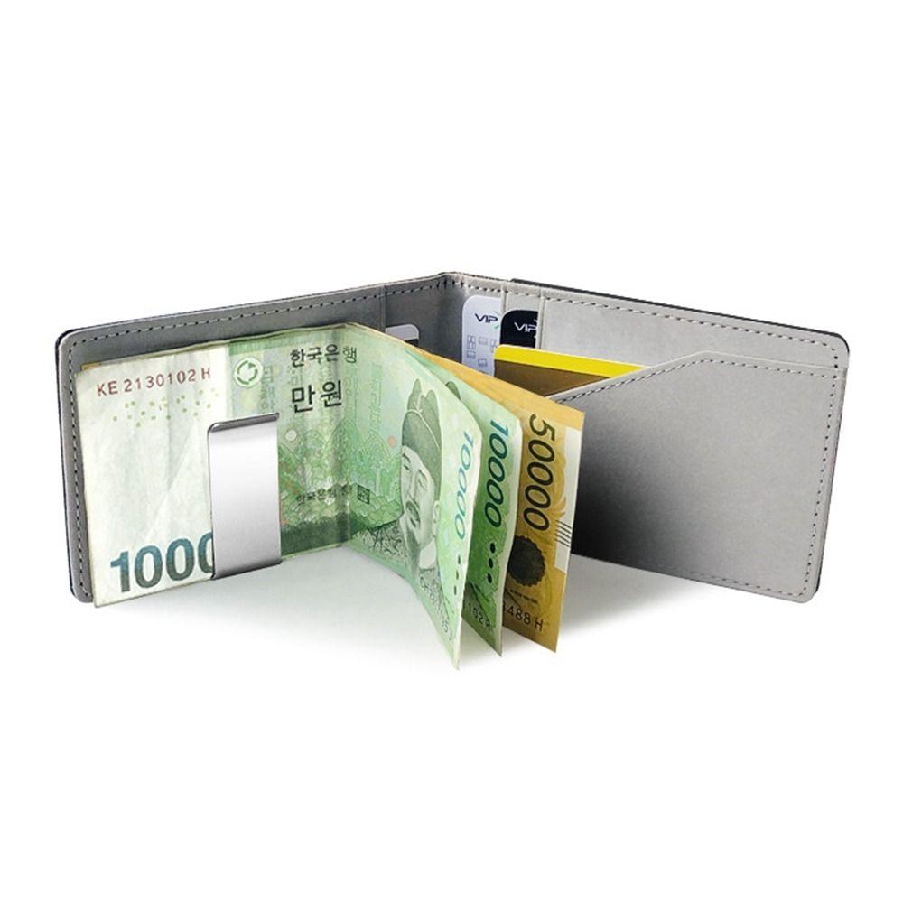 Korean Style Men's PU Leather Wallets Short Money Clip Wallet Fashion   Shopping
