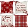 Merry Christmas Decor Cushion Cover 45x45 cm Pillow CaseCartoon Reindeer Santa Claus Printed Throw Pillowcase Linen Pillow Cover