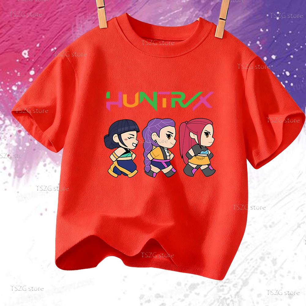 Boys Tee Girl Clothes Movie Cartoon Kid T-shirt KPop Demon Hunters Print Fashion Casual Summer Short Sleeve Tops