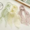Spring and Summer Light and Fresh Floral Ribbon Hairband for Girls, Plaid Large Intestine Hairband with Elastic Hairpin Accessory