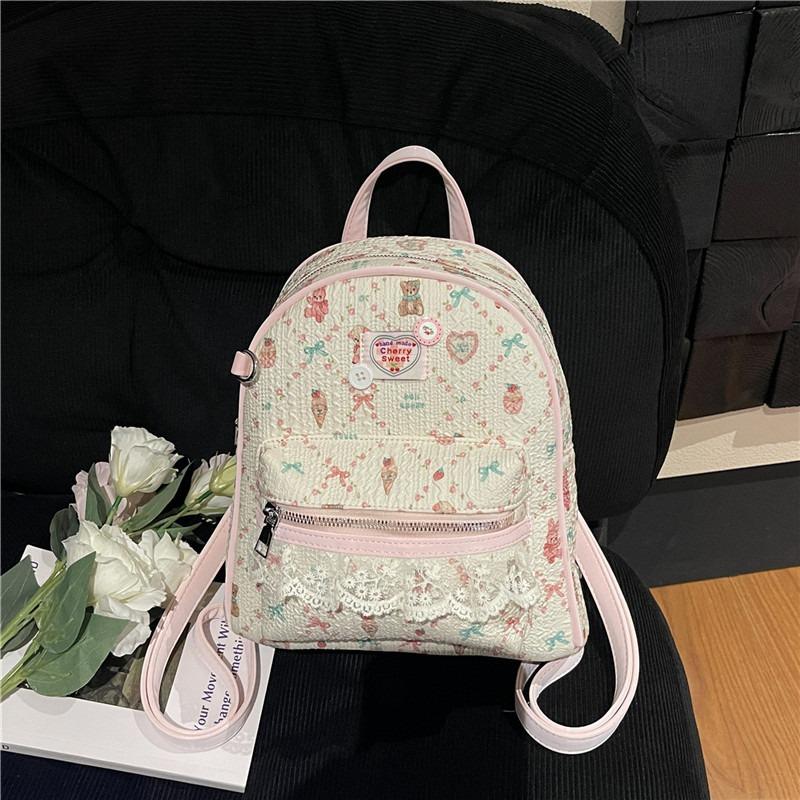 Cute and lightweight printed bear backpack versatile junior high school student simple schoolbag casual sweet backpack