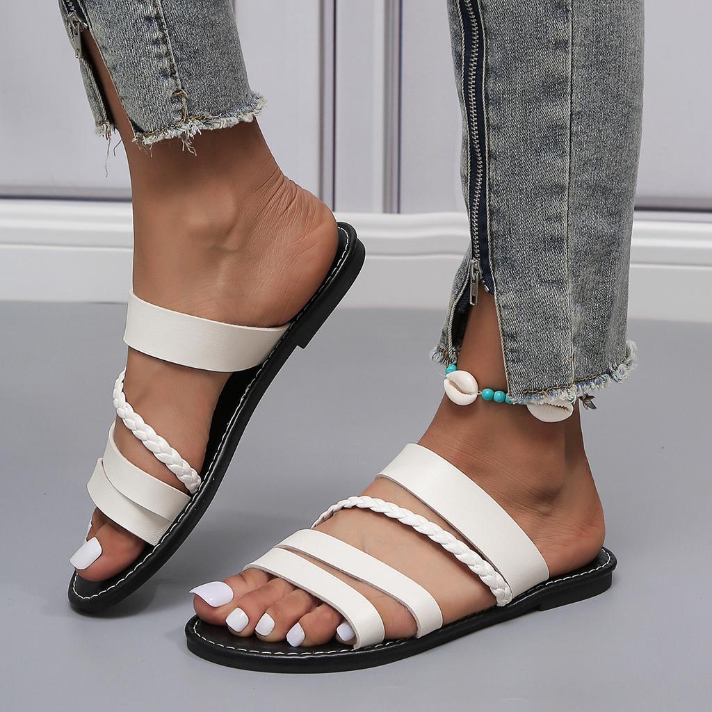 Sandali Estivi Bassi da Donna 2025 Casual Taglie Forti Ciabatte da Spiaggia Donna Pu andal