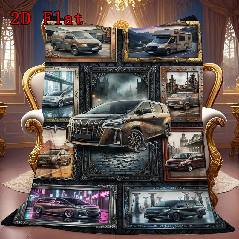 Vehicles Through Time Collage 2D Flat Pattern Flannel Blanket, High Quality All Seasons, Home Decor, Warmth and Comfort, Perfect for Christmas Gifts.