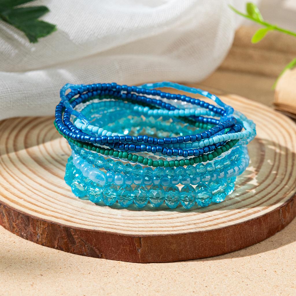 Boho Perlenarmband Instagram-inspiriert Nischenstil Farbblock-Stapelarmband-Set