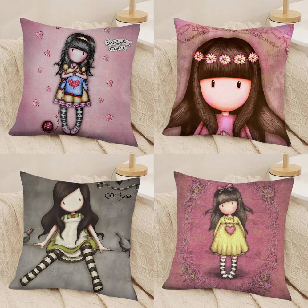 Tonnika Chen Unisex 1Pc Girl Kid Santoro Gorjuss Pillow Case Fashion Square Pillowcase Bedroom Sofa Room Ins Decoration Leisure