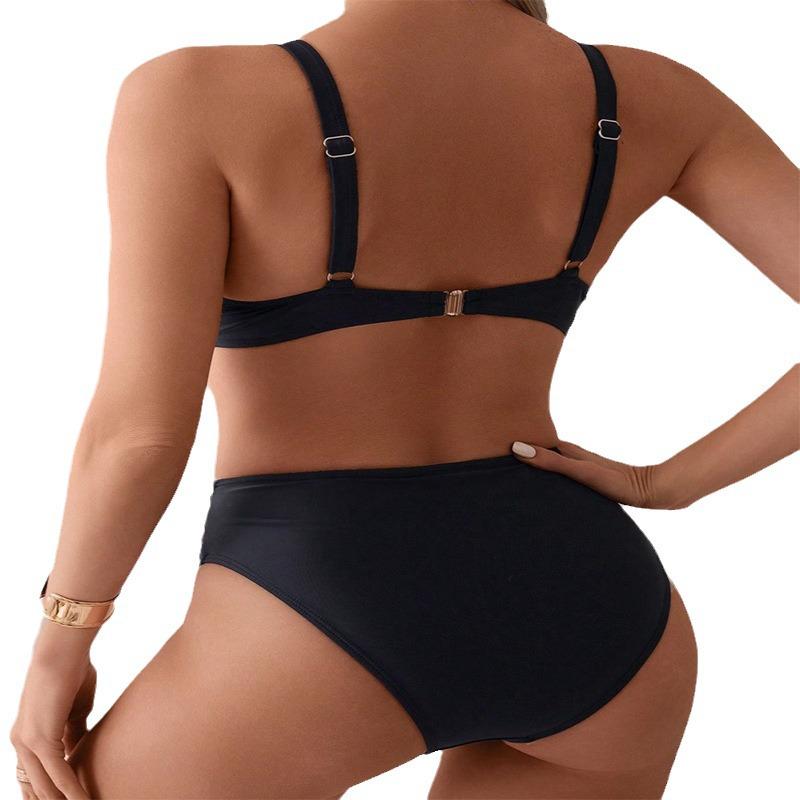 Costum de baie bikini sexy monocolor european și american 2025 - Articole de plajă și pentru izvoare termale de ultimă generație pentru femei