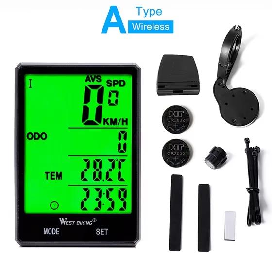 WEST BIKING 2.8" Bicycle Computer Professional Wireless Wired Odometer Speedometer Rainproof Stopwatch Bicycle Cycling Computer2