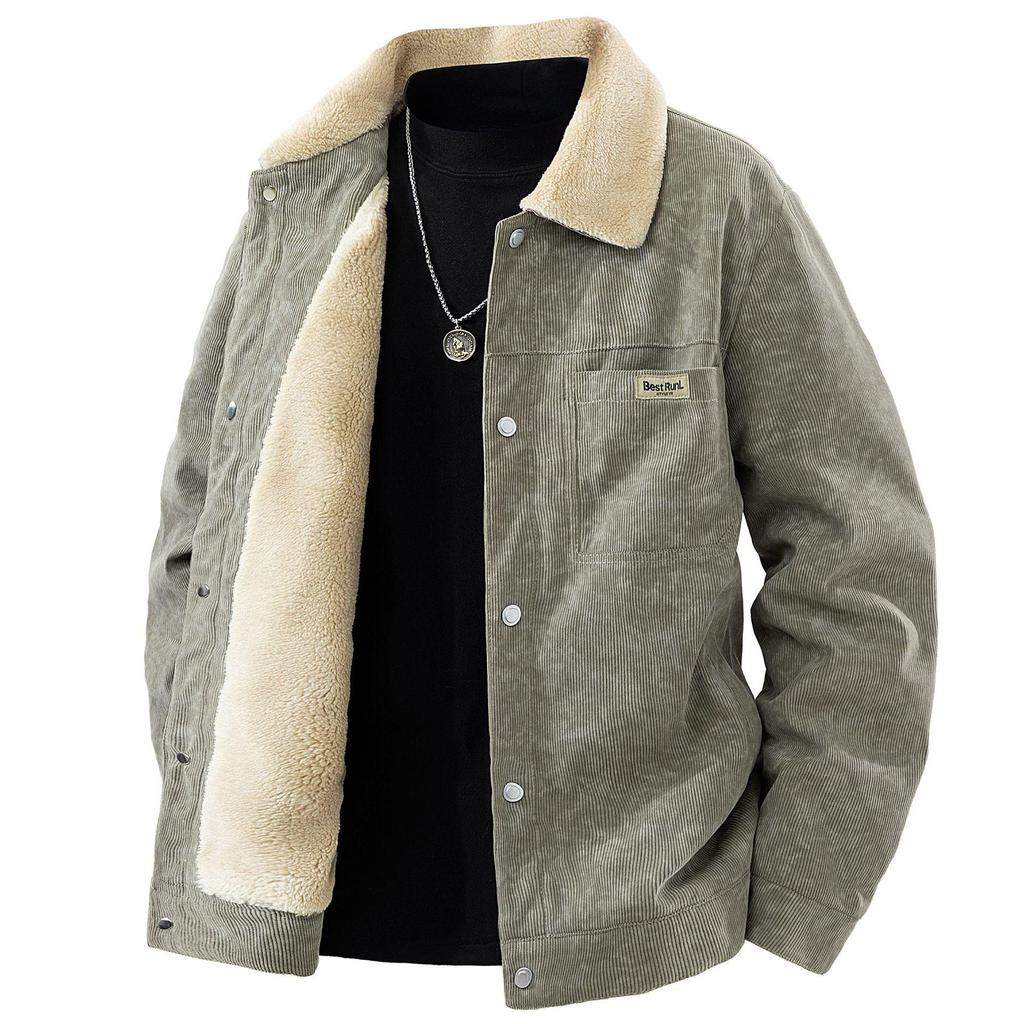 Men's Retro Corduroy Lambswool Winter Coat