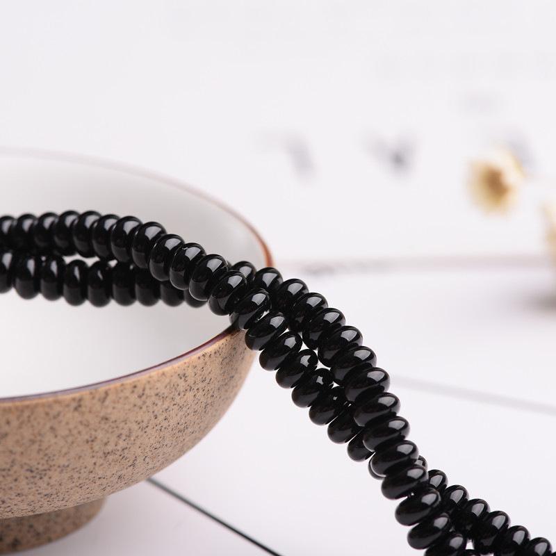 Natural Black Agate Abacus Beads for DIY Jewelry Making and Weaving