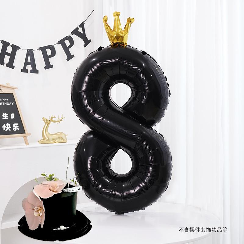 40 Inch Foil Balloon Number Zero with Crown Shape Large Party Decoration Balloon for Birthday Celebration Event Accessories
