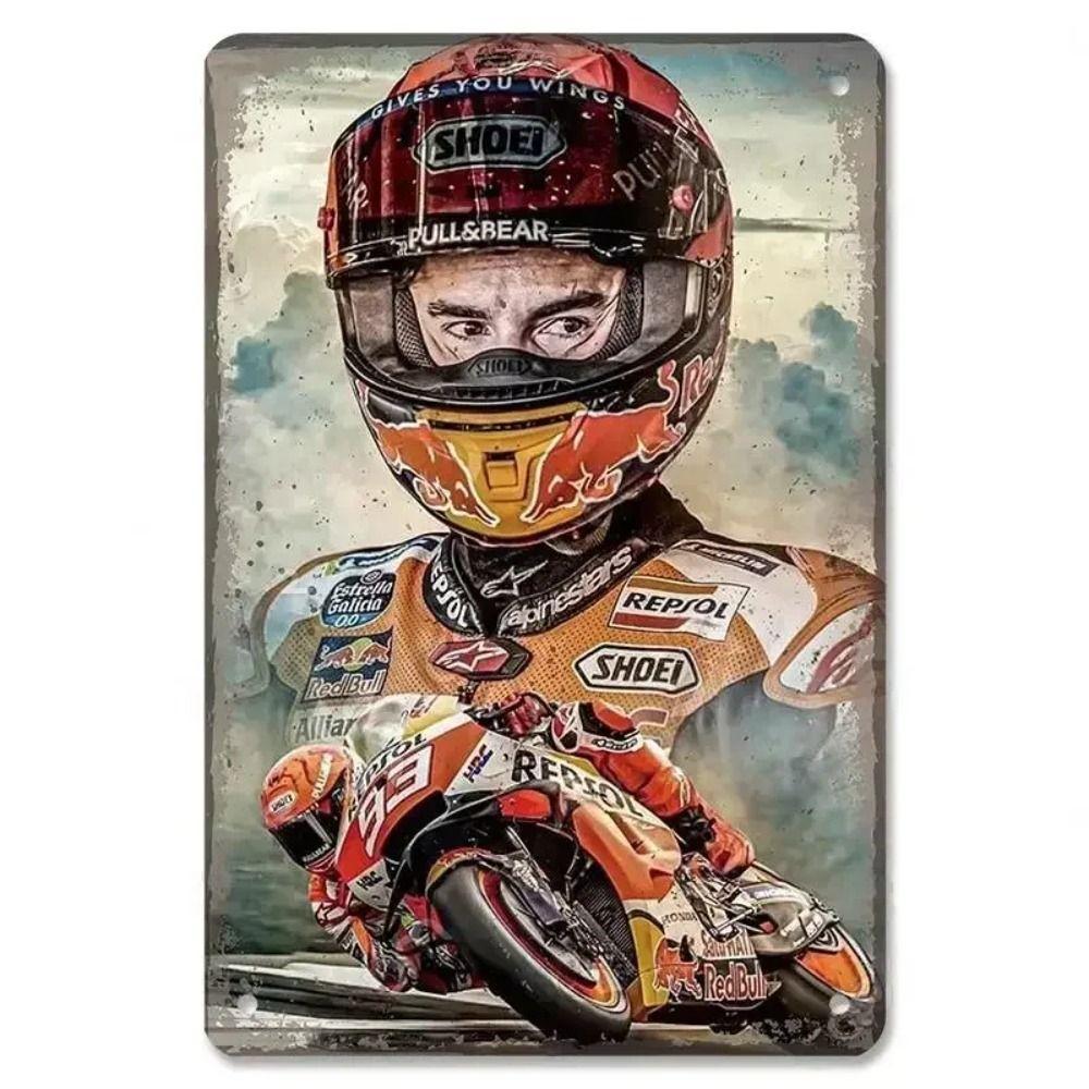 Placca in Latta Vintage Moto, Decorazione Garage Officina Dacha 20x30cm