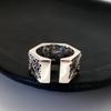 Adjustable Open Ring Couples Geometric Hollow Heart Design Vintage Style Plated Unisex Wide Band