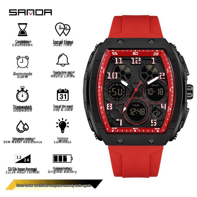 Sanda Student Men s Multifunctional Sports  Business Electronic Watch - Fashionable Countdown Timepiece