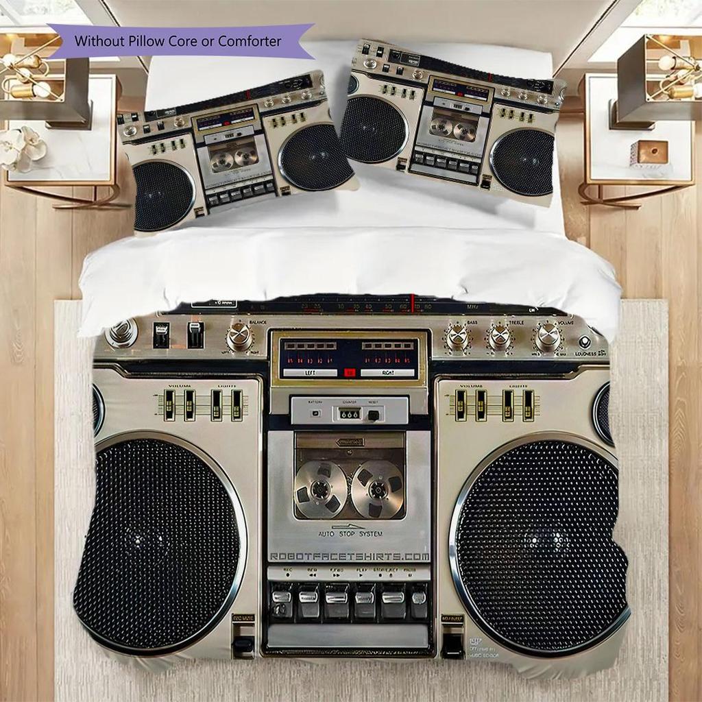 1PC Music, guitar Theme Bedding Quilt Set Quilt Cover Pillowcase Home Decoration Birthday Gift (1 * duvet cover + 2 * pillowcase, without core)