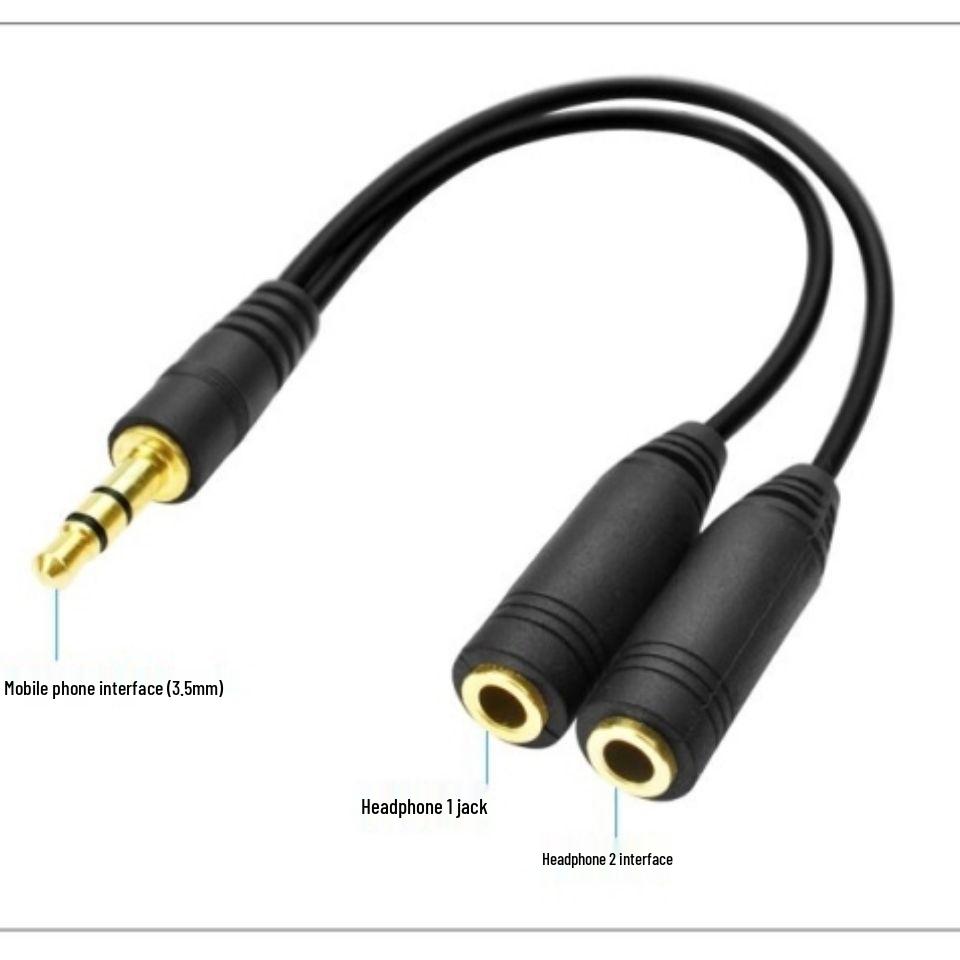 3.5mm Headphone Splitter Cable: 1-to-2 Audio Adapter for Shared Listening