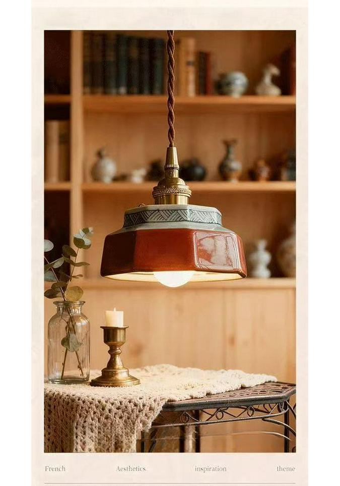 Mid-Century Japanese Ceramic LED Pendant Light for Bedroom, Dining Room, or Balcony