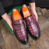 Men Leather Casual Dress Shoes Platform Loafers Slip-on High Quality Thick Bottom Height Increasing Shoes Oxfords Wedding Shoes